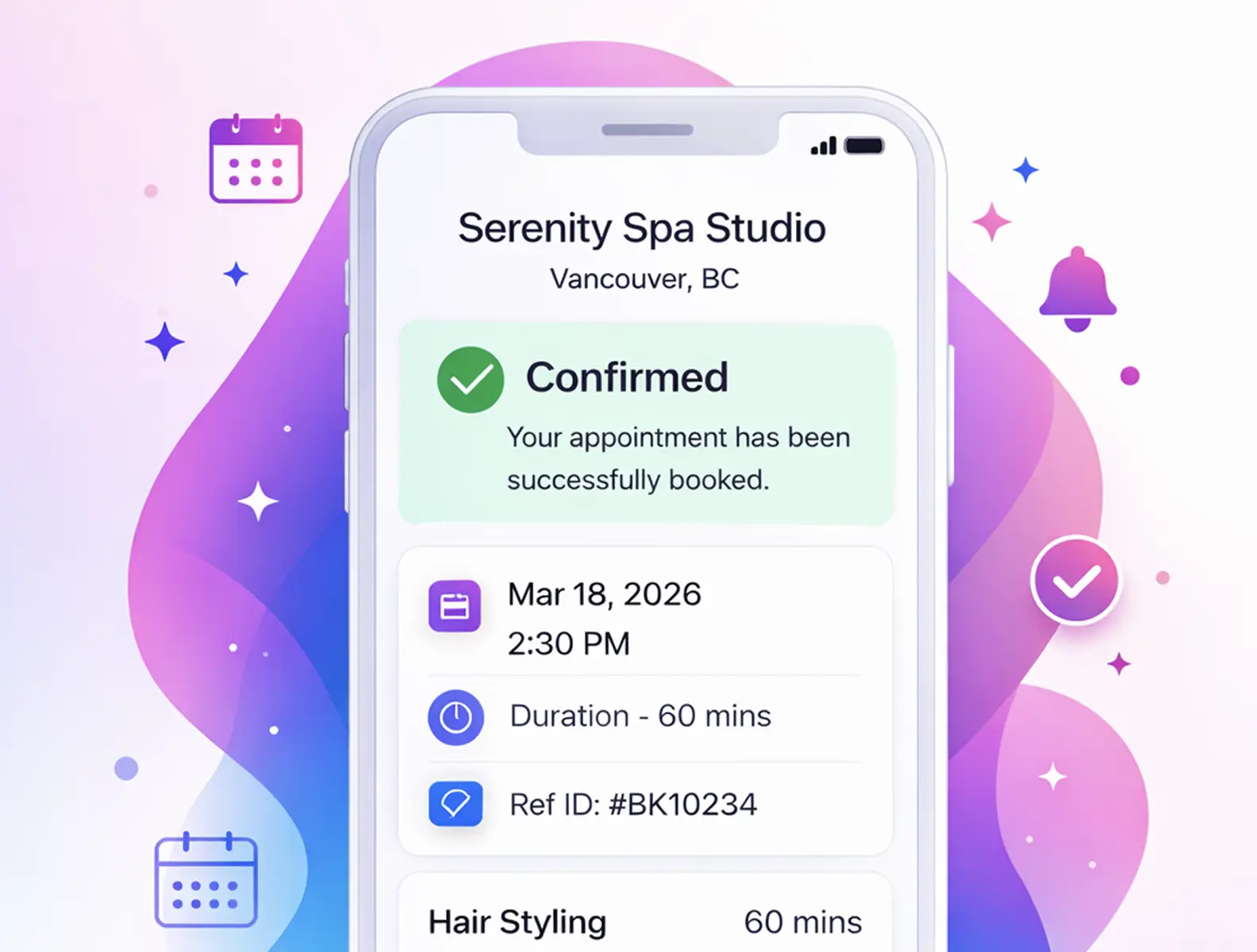 Online booking confirmation