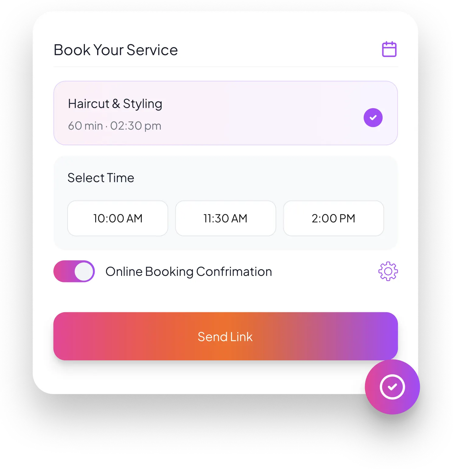 Online Booking Confirmation